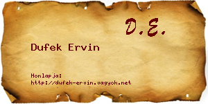 Dufek Ervin névjegykártya