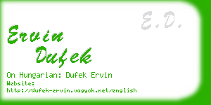 ervin dufek business card
